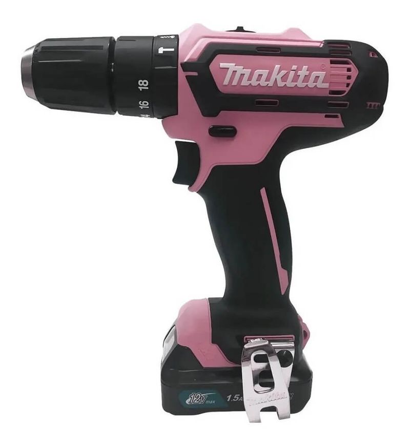 Parafusadeira-Furadeira-de-Impacto-12V-Rosa-com-Carregador-2-Baterias-e-Maleta---MAKITA