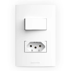 1 INTERRUPTOR SIMPLES + 1 TOMADA 10A COM PLACA 4X2 BRANCA INOVAPRO - ALUMBRA