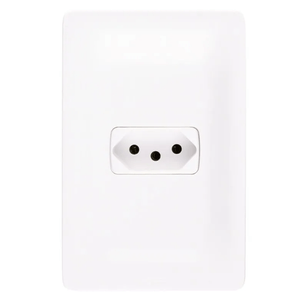 Conjunto Montado Tomada 2P+T 10A 250V Pb Branco Horizontal Zeffia